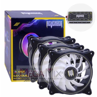 Kit 3 Coolers para Gabinete com Hub Controlador e Controle G-VR346K - Revenger