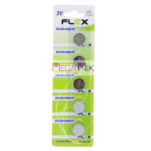 Bateria Lithium 3V - Cartela 5 Unidades FX-CR1620-3V - Flex