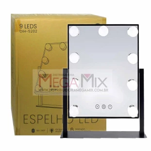 Espelho Camarim com 9 Leds Touch 360° OIH-5202 - Oásis