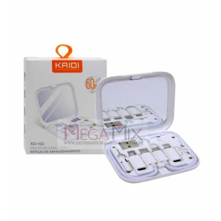 Kit 9 em 1 Cabo Tipo C com Adaptadores Iphone/V8/USB + Porta Cartões KD-102 - Kaidi