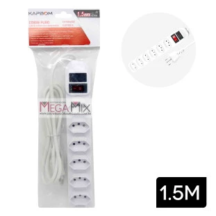 Filtro de Linha 6 Tomadas Bivolt 1.5M SL7636 - Kapbom