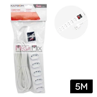 Filtro de Linha 6 Tomadas Bivolt 5M SL7636 - Kapbom