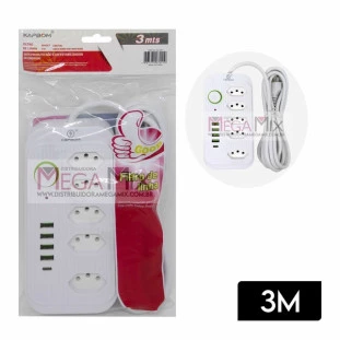 Filtro de Linha 5 Tomadas + 4 USB + 1 USB-C 3M KA-7011 - Kapbom