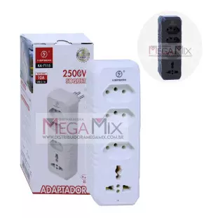 Adaptador de Tomada Tripolar + 1 Universal KA-7115 - Kapbom