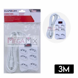 Extensão 6 Tomadas 3M Bivolt SL7506 - Kapbom