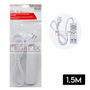 Extensão 3 Tomadas Bivolt c/2 USB 1.5m SL7906 -  Kapbom 