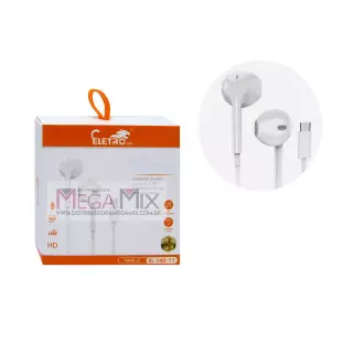 Fone de Ouvido Tipo C com Microfone EL-1411-TY - Eletromex