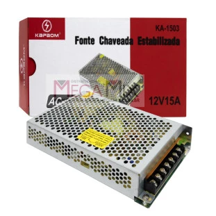Fonte Chaveada Estabilizada 12V/15A KA-1503 - Kapbom