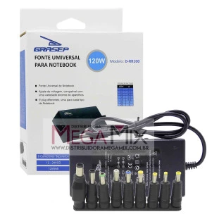 Fonte Carregador para Notebook Universal Bivolt 120W D-RR100 - Grasep