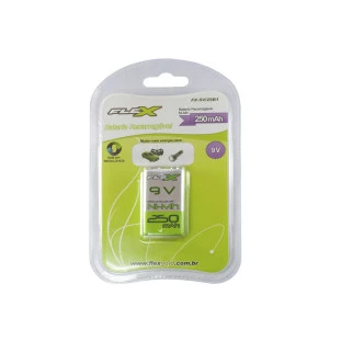 Bateria 9V Recarregável 250 Mah Ni-Mh  FX-9V/25B1  Flex