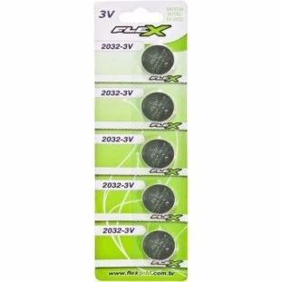 Bateria Lithium 3V - Cartela 5 Unidades FX-2032 - Flex