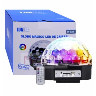 Globo de Luz Mágico Led de Cristal com USB 6 cores 18W LK-306B - Luatek