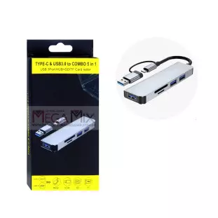 Hub 5 em 1 USB/Tipo C para USB/SD/TF 4032