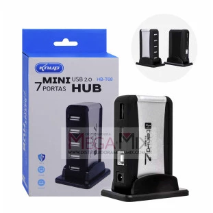 Hub USB 2.0 7 Portas com fonte KP-T68 - Knup