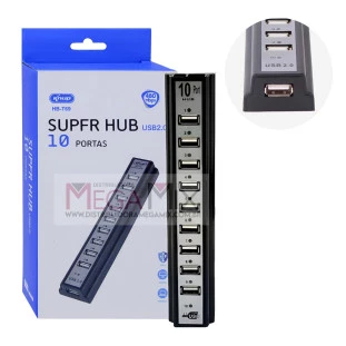  Hub USB 2.0 10 Portas com fonte HB-T69 - Knup