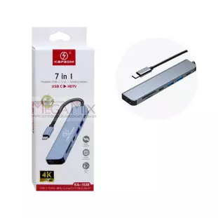 Hub Tipo C 7 em 1 para USB/Tipo C/HDMI/SD/TF KA-1538 - Kapbom
