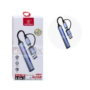 Hub 4 em 2 USB/Tipo C para 4 Portas USB KA-1222 - Kapbom