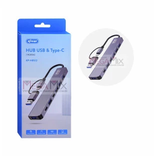 Hub USB e Tipo C 7 Portas KP-HB512 - Knup