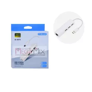 Hub Tipo C 3 Portas USB 3.1 e RJ45 Para MAC LE-5575 - It-Blue