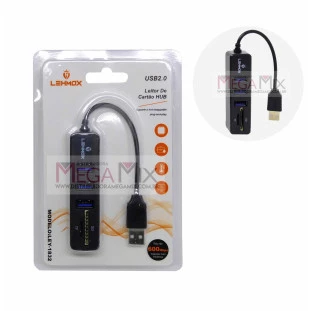 Hub USB 2.0 3 Portas + Leitor de Cartão LEY-1832 - Lehmox