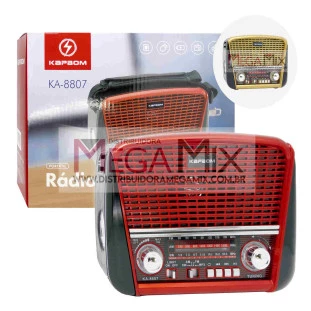 Rádio Portátil Recarregável BT/AM/FM/SW/USB/SD/TF KA-8807 - Kapbom