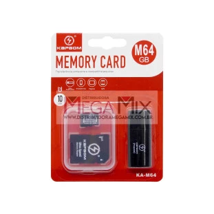 Cartão de Memória 64GB + Leitor USB e Adapt. MMC KA-M64 - Kapbom