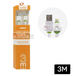 Cabo de Dados USB + Iphone 3M KD-330A - Kaidi