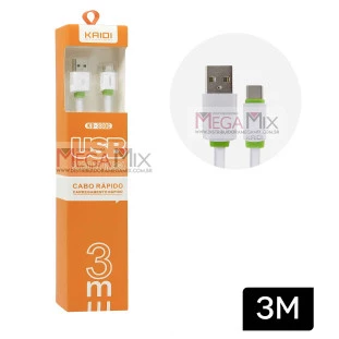 Cabo de Dados USB + Tipo C 3M KD-330C - Kaidi