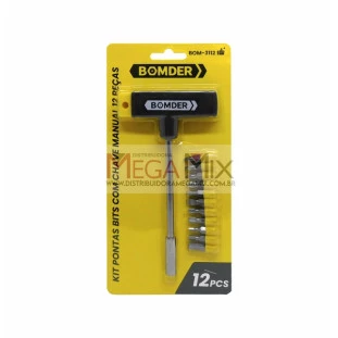 Kit Chave Manual c/ Pontas Bits 12 peças BOM-3112 - Bomder
