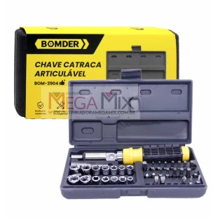 Kit de Chave Catraca Articulável 40 Peças BOM-3904 - Bomder