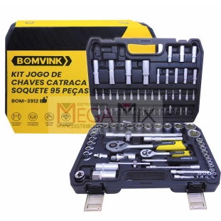 Kit Jogo de Chave Catraca e Soquete 95 Peças  BOM-3912 - Bomvink