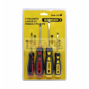 Kit de Chaves Fenda e Phillips BOM-3111 - Bomder