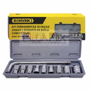 Kit de Chaves L Soquete de Boca 10 Peças BOM-3909 - Bomvink