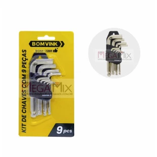Kit de Chaves Allen Com 9 Peças BOM-3201 - Bomvink