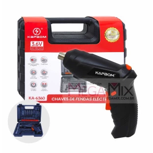 Kit Mini Parafusadeira/Chave de Fenda Elétrica 3.6V KA-6360 - Kapbom