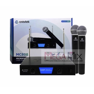 Kit de Microfone Duplo Sem Fio VHF MC808 - Onistek