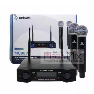 Kit de Microfone Duplo Sem Fio UHF MC809 - Onistek