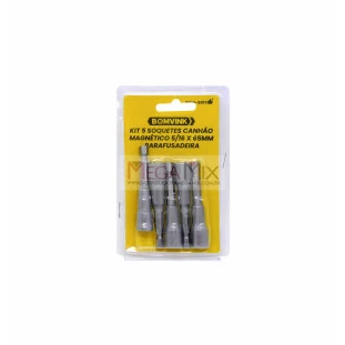 Kit com 5 Soquetes Canhão Magnético 5/16 65mm BOM-5011 - Bomvink