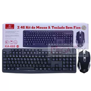 Kit Teclado e Mouse sem Fio KA-668 B - Kapbom