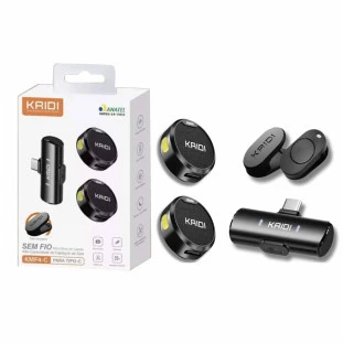 Microfone de Lapela Duplo S/Fio Tipo C KMF4-C - Kaidi