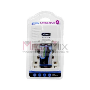 Carregador de Pilhas + 2 Pilhas Recarregáveis AA KP-512A - Knup