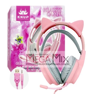 Fone de Ouvido Headset Gamer Orelha de Gato PS4/X-One (USB + P3)  KP-GA04 - Knup
