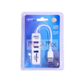 Hub USB 2.0 3 Portas com Leitor de cartão KP-T117 - Knup