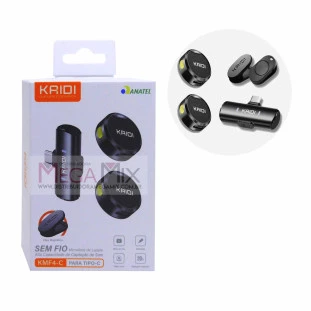 Microfone de Lapela Duplo S/Fio Tipo C KMF4-C - Kaidi