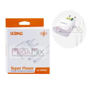 Carregador de Celular Tipo C + Tipo C 20W LE-294CC - Lelong
