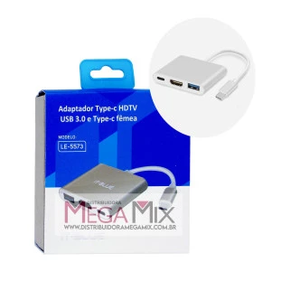 Cabo Conversor 3 em 1 Tipo C 3.1 - Tipo C/HDMI/USB 3.0 LE-5573 - It-Blue