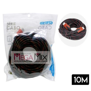 Cabo HDMI + HDMI com Malha 10M 1.4 LE-6612 - Lelong