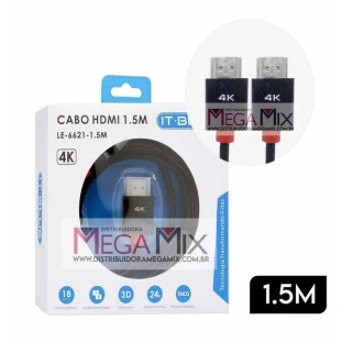 Cabo HDMI + HDMI 4K 1.5M LE-6621 - It-Blue