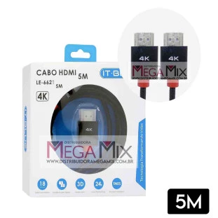 Cabo HDMI + HDMI 4K 5m LE-6621 - It-Blue