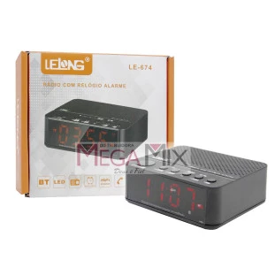 Rádio Relógio com Alarme LE-674 - Lelong 